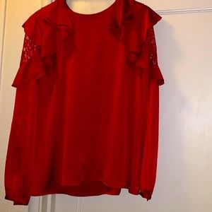 Worthington Red lace blouse